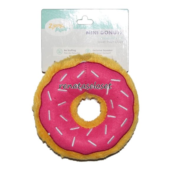 Zippy Paws Mini Donutz Plush Dog Toy - Strawberry NWT - Picture 3 of 7
